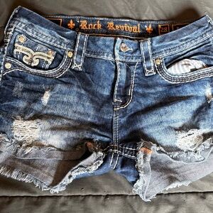 Rock Revival Betty as 28 Blue Distressed Jean Shorts